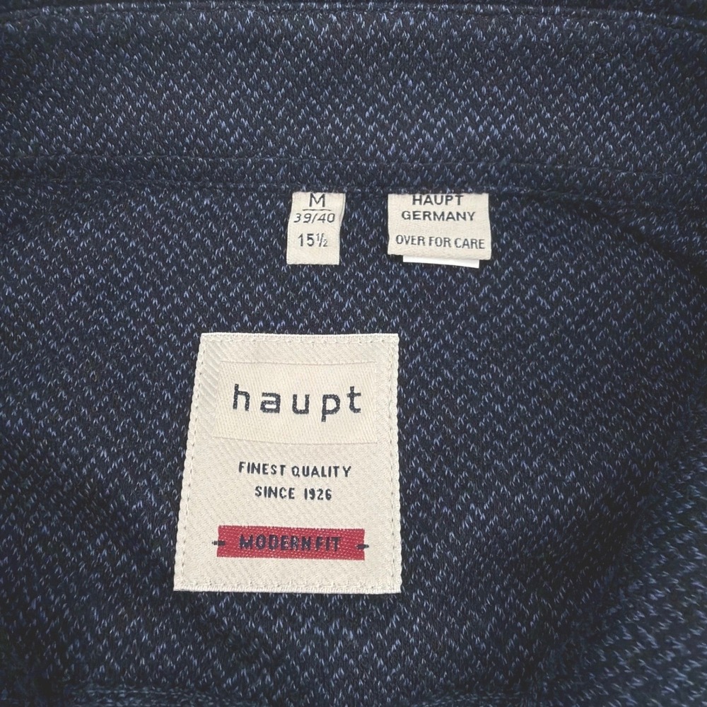 Haupt Shirt Mens M Navy Blue Modern Tailored Fit Textured Casual Long Sleeve NEW - Picture 4 of 11